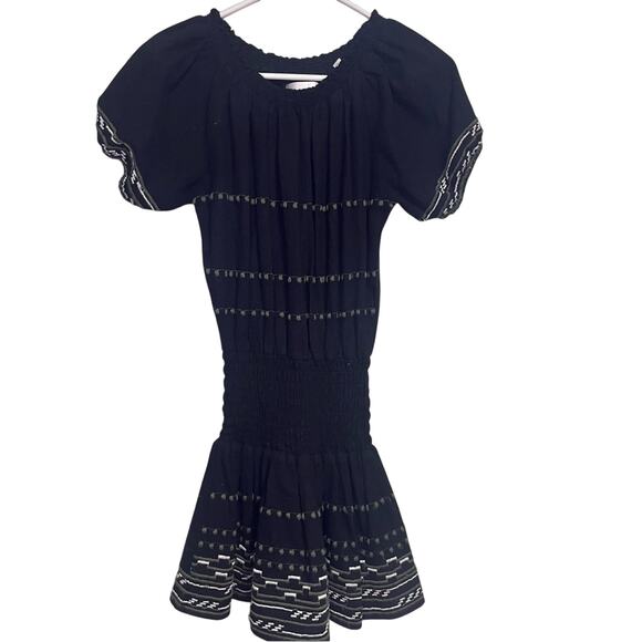 Anthropologie Piper by Townsen Black Embroidered Mini Dress Small Smock Cottage - Picture 1 of 9